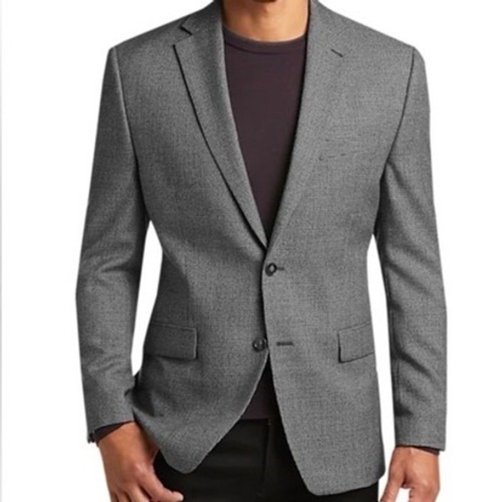 Calvin Klein Mens‎ Grey Sharkskin Suit Separate Blazer Sport Jacket 46R